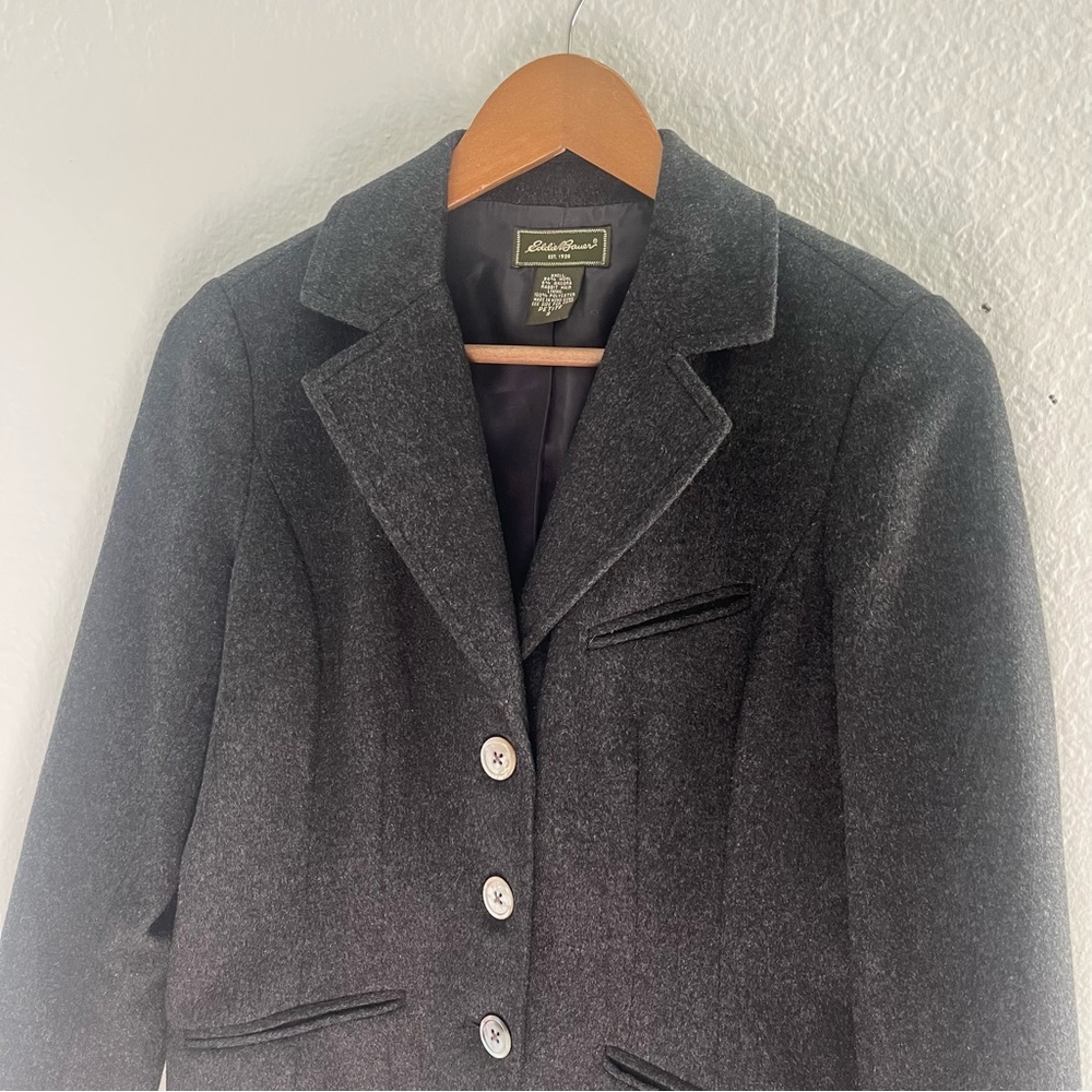 Eddie Bauer Wool & Rabbit Hair Women’s Gray Blazer Size Petite Small - Picture 2 of 13